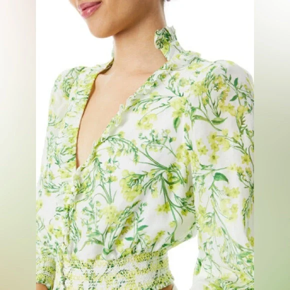 Alice and Olivia Callico Blouse Sz Medium - Picture 5 of 12